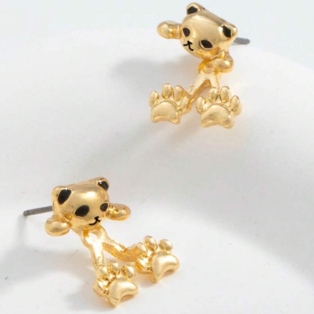 Gold Peekaboo Cat Earrings - Picture 3 of 5